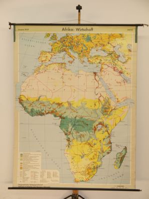 Afrika Wirtschaft Schulwandkarte Wandkarte vor 1970 161x211cm