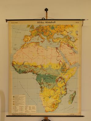 Afrika Wirtschaft Schulwandkarte Wandkarte vor 1970 161x212cm