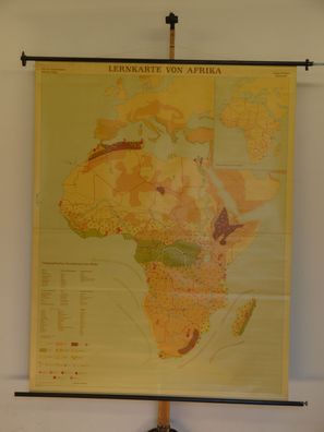 Lernkarte von Afrika beschreibbar 1962 Schulwandkarte Wandkarte 165x200cm