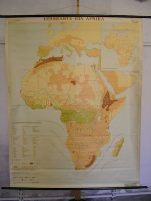 Lernkarte von Afrika beschreibbar 1962 Schulwandkarte Wandkarte 152x197cm