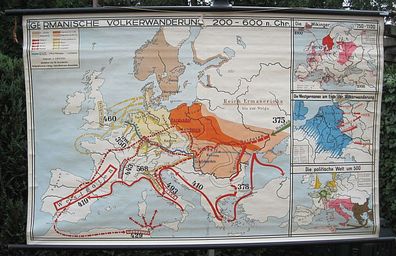 Wandkarte Germanische Völkerwanderung 183x112 migration by germanic tribes 1938