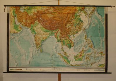 Wandkarte Südasien Indien 238x154 1958 vintage wall map India Indochina Himalaya