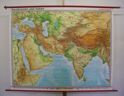 alte Schulwandkarte Vorderasien Indien Arabien Iran Persien Türkei 196x156 1991