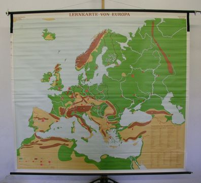 alte Schulwandkarte Schulkarte Lernkarte Europakarte 200x183cm 1970 vintage map