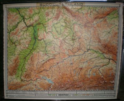 Schulwandkarte map Süddeutschland Bayern Baden München Alpen Alps 1958 234x192cm