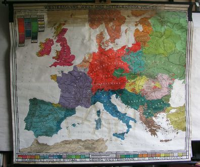 Schulwandkarte schöne alte Völkerkunde Europakarte 216x188 vintage map vor 1938