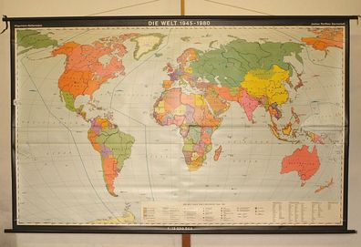 Schulwandkarte Weltkarte 1945-1980 267x169 vintage wall map 1982 nuclear weapons