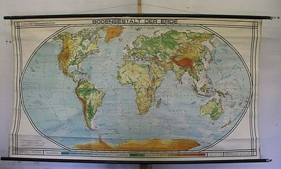 Schulwandkarte schöne alte Weltkarte Erdkarte 213x118cm vintage map von 1941 gut