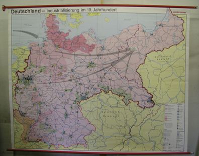 Schulwandkarte Wandkarte Deutschland Industriealisierung 19. Jahrhundert 242x193