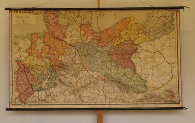 Wandkarte Königreich Preussen 202x115cm 1910 vintage Prussia school wall map