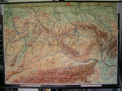 Schulwandkarte Wandkarte map Karte 215x155cm Deutsche Mittelgebirge Deutschland
