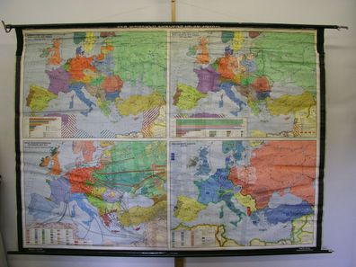 Schulwandkarte alte Europa Europe 20. JH Kriegstote WWI WWII 1964 238x172 Karte