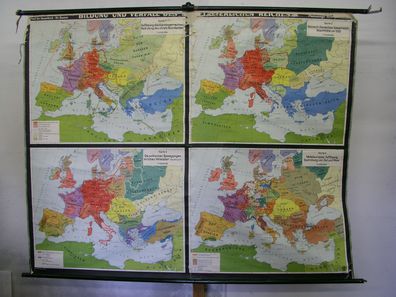 Schulwandkarte alte Wandkarte Bildung Verfall Deutsches Reiches 205x163cm 1958