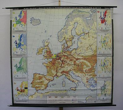 Schulwandkarte EG EWG EUR Westeuropa Europakarte Wirtschaft 197x189 1957 Brexit