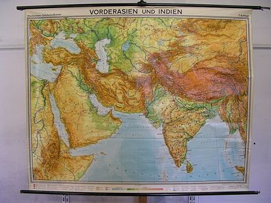 alte Wandkarte Vorderasien Indien Arabien Türkei 191x156 1969 Southwest Asia map