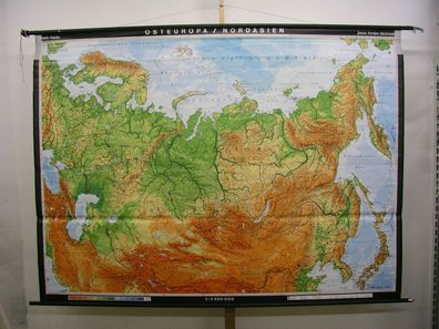 Schulwandkarte Asien Russland Ukraine halbe Weltkarte Europa 1992 248x183cm map