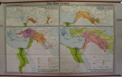 Schulwandkarte Asien Afrika Alte Orient Kultur 1973 Babylon Ägypten Nil 210x133c