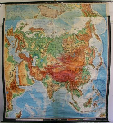 Schulwandkarte map Asien Asia Russland Indonesien Wandkarte 1963 197x218cm JPD