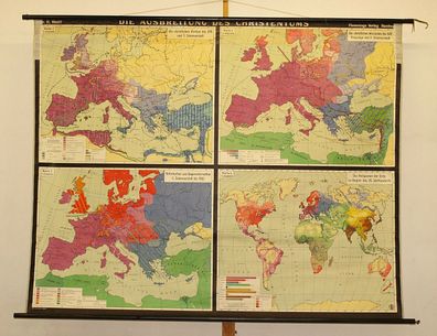 Schulwandkarte Christentum Weltreligion Jesus Christus 205x162 1955 Christianity