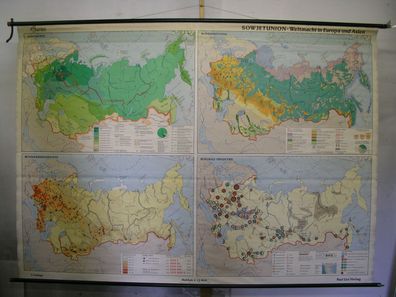 Schulwandkarte Karte Wandkarte Weltmacht Russland Europa Asien 244x173cm 1970