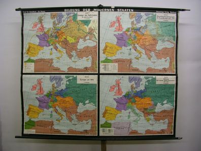 Schulwandkarte Geschichte Europas nach Mittelalter 205x165 1958 european history