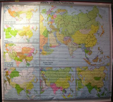 Schulwandkarte map Asien Asia Kulturen 2000 Jahre historisch Wandkarte 209x192c