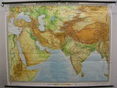 Schulwandkarte Karte Vorderasien Indien Arabien Iran Persien Türkei 195x153 1967