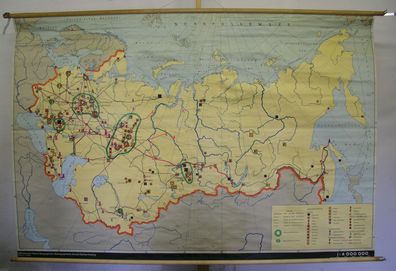 Schulwandkarte Karte Wandkarte map Bergbau Mining Russland Europa 225x150cm 1968