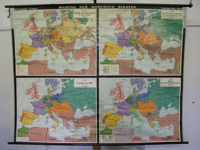 Schulwandkarte map Bildung Europäischer Staaten Europe ab 16. Jh 204x158 Karte