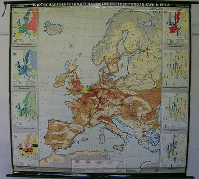 Schulwandkarte EG EWG EUR Westeuropa Europakarte Wirtschaft 198x191 1957 Brexit