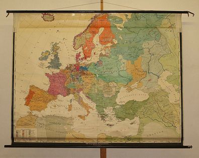 Schulwandkarte Europe Barock Baroque 17century 197x154 1955 Louis XIV 30jä Krieg
