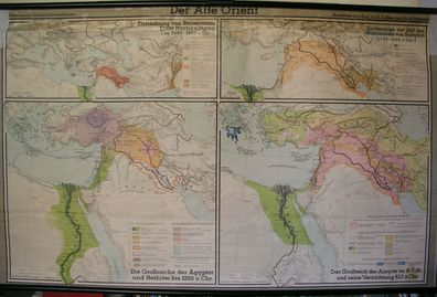 Schulwandkarte map Asien Afrika Alte Orient 9M 3M 1958 Babylon Ägypten 210x130c