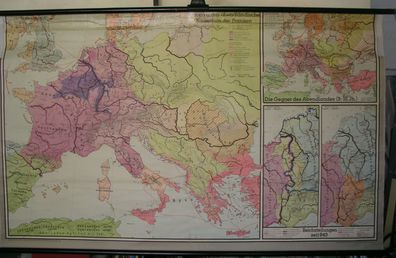 Schulwandkarte map Karl der Grosse 768-814 Kaiser Papst Franken 205x124cm 2Mio