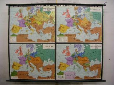 Schulwandkarte map Bildung Europäischer Staaten Europe ab 16. Jh. 204x163 Karte