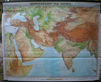 Schulwandkarte map Vorderasien und Indien Arabien Iran Persien Türkei 195x157cm