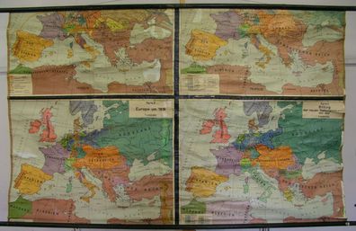 Schulwandkarte map Bildung Europäischer Staaten Europe ab 16. Jh. 195x121cm