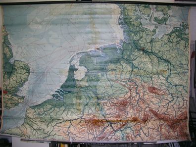 Schulwandkarte map Nordwest Deutschland Holland Belgien London 1936-1942 205x149
