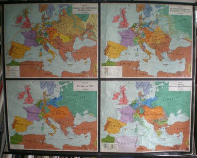 Schulwandkarte map Bildung Europäischer Staaten Europe ab 16. Jh. 204x160cm