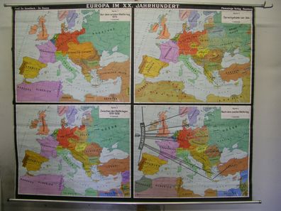 Schulwandkarte schöne alte Wandkarte Europakarte 20. Jahrh 204x163c 1958 vintage