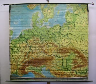Schulwandkarte schöne alte Europakarte Deutschland 1949 213x207cm vintage map