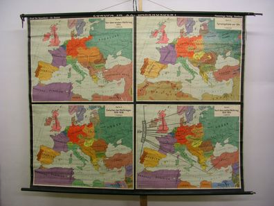 Schulwandkarte schöne alte Wandkarte Europakarte 20. Jahrh 204x163c 1954 vintage