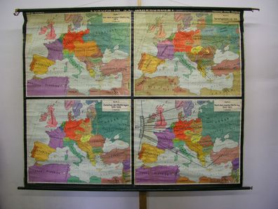Schulwandkarte schöne alte Wandkarte Europakarte 20. Jahrh 204x162c 1956 vintage