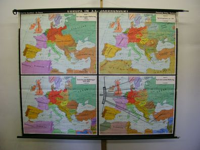 Schulwandkarte schöne alte Wandkarte Europakarte 20. Jahrh 205x163c 1959 vintage