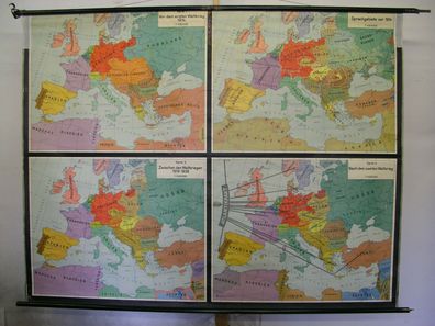 Schulwandkarte schöne alte Wandkarte Europakarte 20. Jahrh 205x158c 1959 vintage