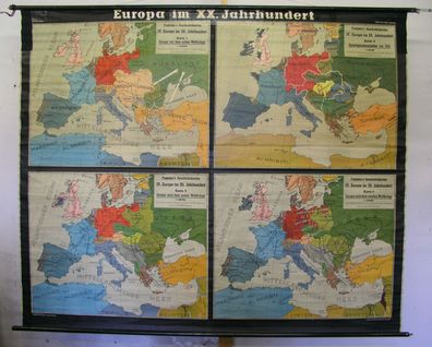 Schulwandkarte schöne alte Wandkarte Europakarte 20. Jahrh. 210x172 1955 vintage