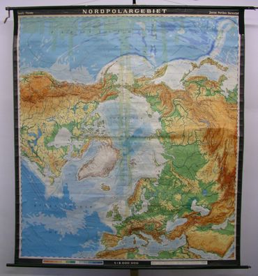 Schulwandkarte schöne alte Nördliche Erdhälfte Nordpol 197x220c vintage map 1962