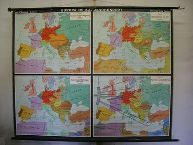 Schulwandkarte schöne alte Wandkarte Europakarte 20. Jahrh 205x163c 1957 vintage