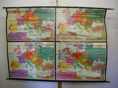 Schulwandkarte schöne alte Wandkarte Europakarte 20. Jahrh 204x146c 1956 vintage