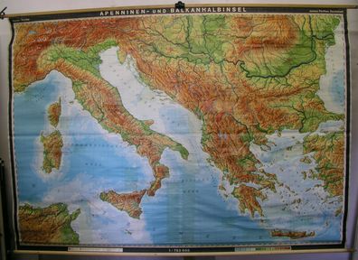 Schulwandkarte schöne Karte Wandkarte Schulkarte Alpen bis Kreta 269x191cm 1971