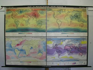 Schulwandkarte Wandkarte Atmosphäre der Erde T1 4x 30Mio 226x160 1963-1966